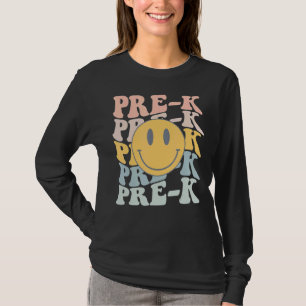 Camiseta Professor Retro Pré-K Estudante Primeiro Dia De Es