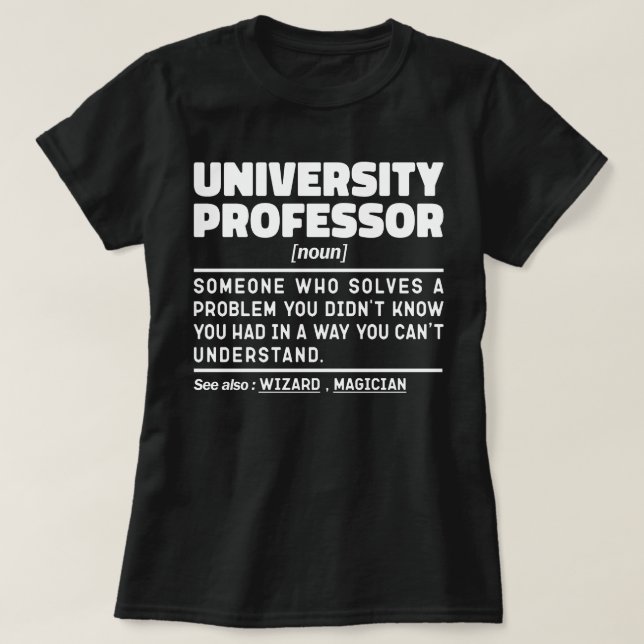 Camiseta Professor universitário Instrutor de classe Noun E (Frente do Design)