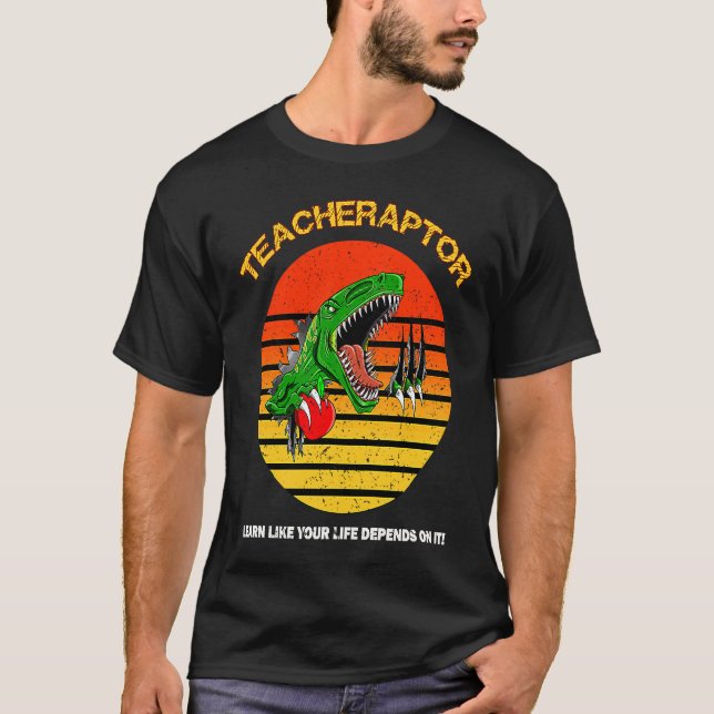 Camiseta Professor Velociraptor Dinossaur Rex Professora e  (Frente)