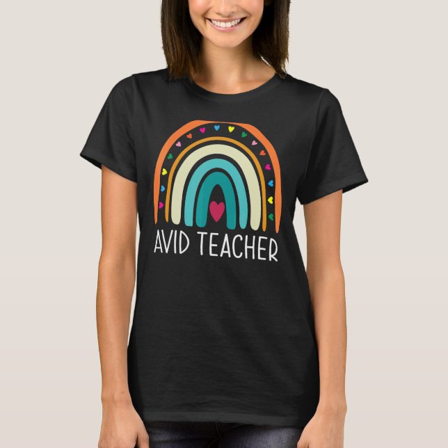 Camiseta Professora AVID Boho Rainbow De Volta À Apreciação (Frente)