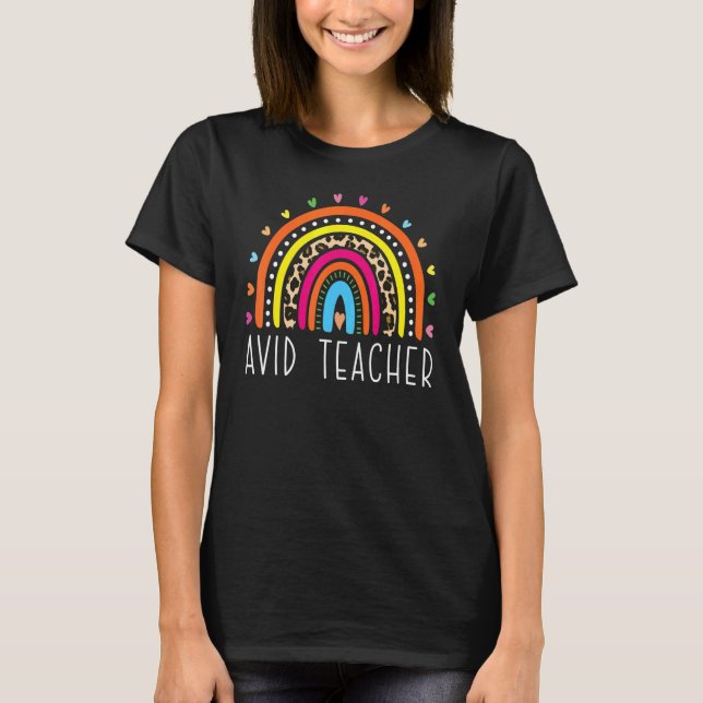Camiseta Professora AVID Boho Rainbow De Volta À Apreciação (Frente)