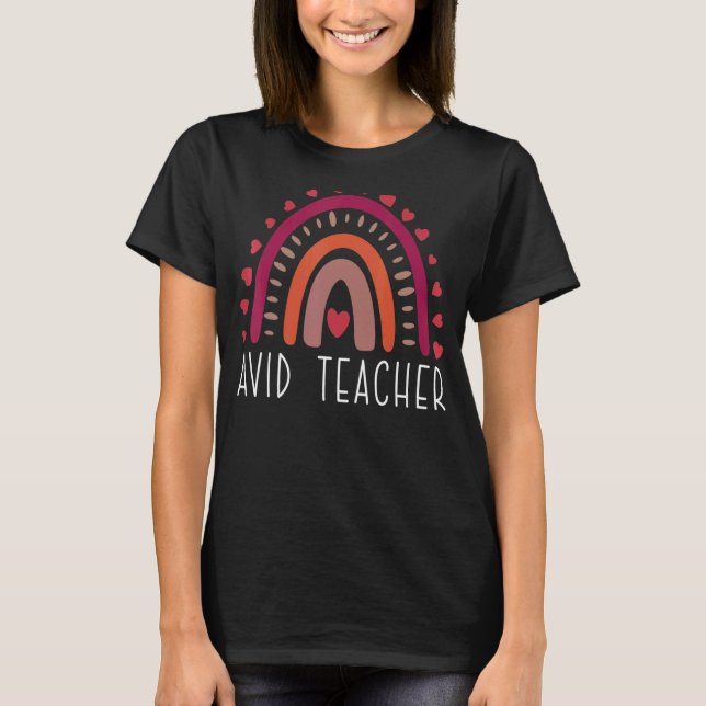 Camiseta Professora AVID Boho Rainbow De Volta À Apreciação (Frente)