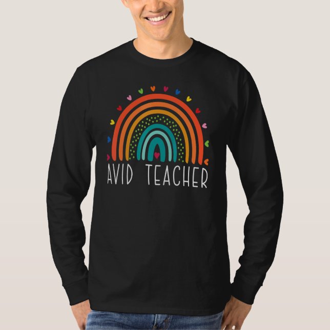 Camiseta Professora AVID Boho Rainbow De Volta À Apreciação (Frente)