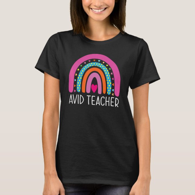 Camiseta Professora AVID Boho Rainbow De Volta À Apreciação (Frente)