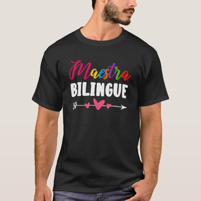 Camiseta Professora Bilíngue Espanhol Professor Aluno Bilín (Frente)