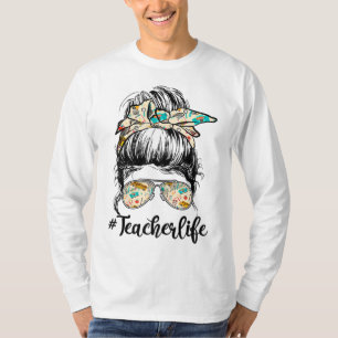 Camiseta Professora Bonita Menina de Arma Ensinando Vida Mã