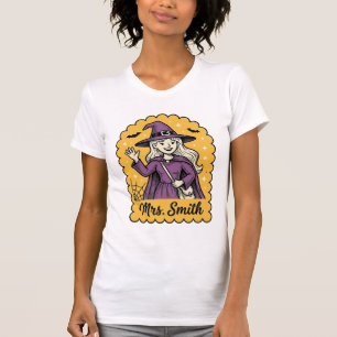 Camiseta Professora Bruxa Fofa Sra Smith Vintage Desenho de
