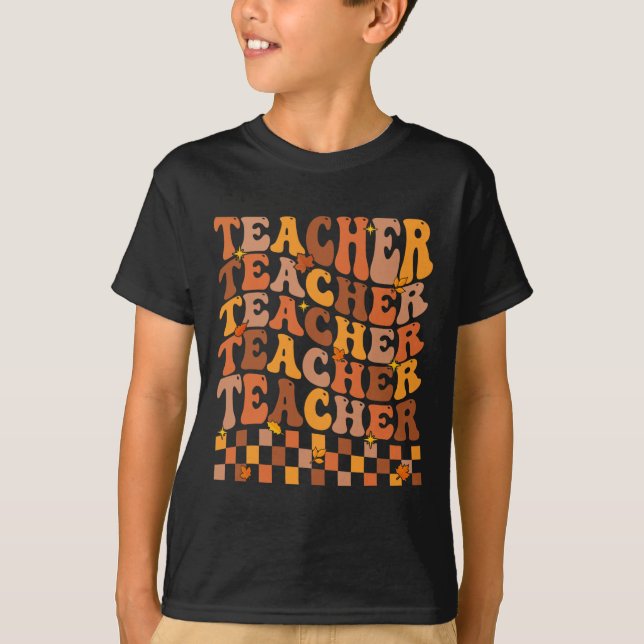 Camiseta Professora Cheia Autumn Vibes De Volta À Escola Ma (Frente)