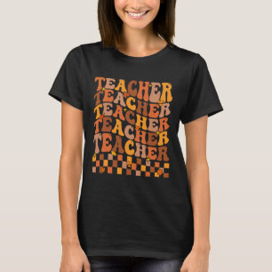 Camiseta Professora Cheia Autumn Vibes De Volta À Escola Ma