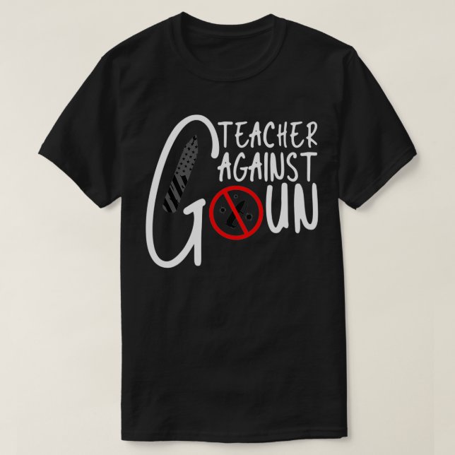 Camiseta Professora contra a violência contra as armas, vio (Frente do Design)