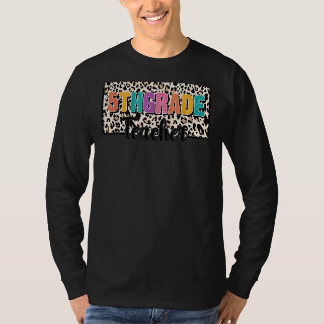 Camiseta Professora Da 5 De Leopardo Apreciação De Volta A  (Frente)
