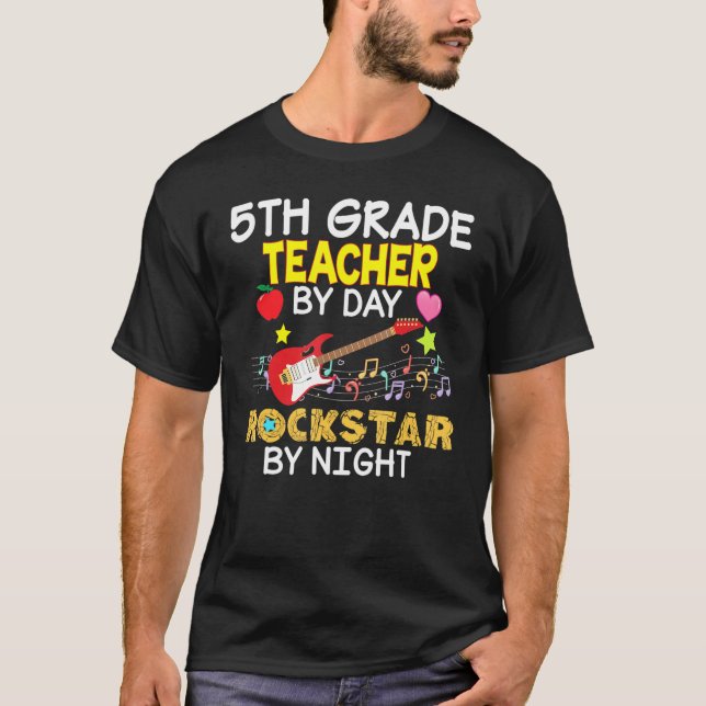 Camiseta Professora Da 5 Por Dia Rockstar Night Quinta Volt (Frente)