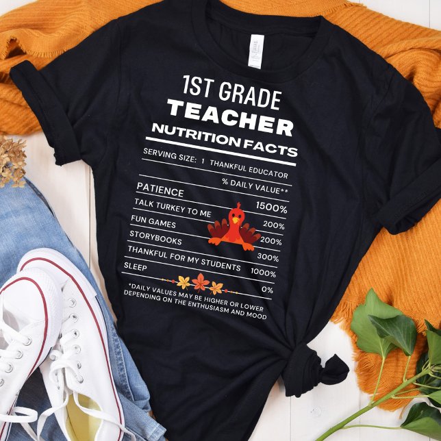 Camiseta Professora Da Classe 1rua Fatos Nutricionais De Aç (Criador carregado)
