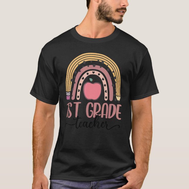 Camiseta Professora Da Classe 1rua Leopard Boho Arco-Íris D (Frente)