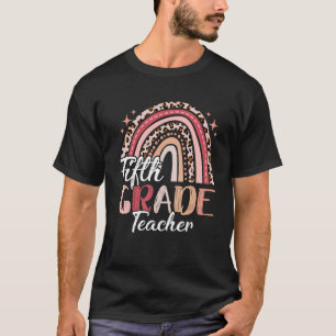 Camiseta Professora Da Classe 5 Primeiro Dia De Leopardo Es