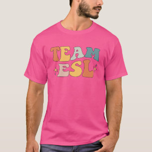 Camiseta Professora Da Equipe Esl Esol Estudante Retro De V