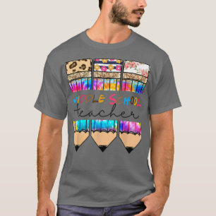Camiseta Professora da Escola Média Leopard Tie Dye Pencil