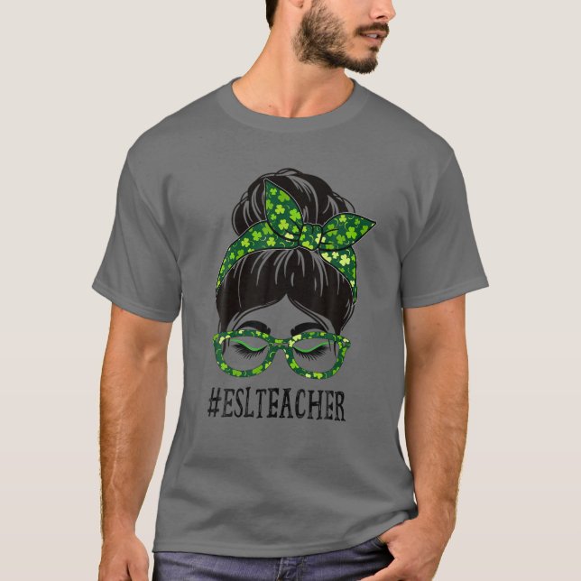 Camiseta Professora da ESL Mulheres com Dia de São Patrício (Frente)