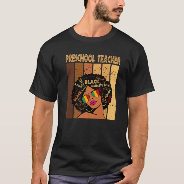 Camiseta Professora da pré-escola, Black Hist Afro-American (Frente)