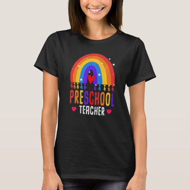 Camiseta Professora Da Pré-Escola De Volta À Apreciação Da  (Frente)