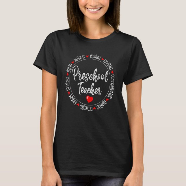 Camiseta Professora Da Pré-Escola De Volta À Apreciação Da  (Frente)