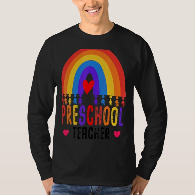 Camiseta Professora Da Pré-Escola De Volta À Apreciação Da  (Frente)
