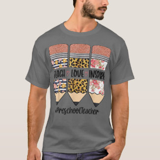 Camiseta Professora Da Pré-Escola De Volta À Escola Ensino