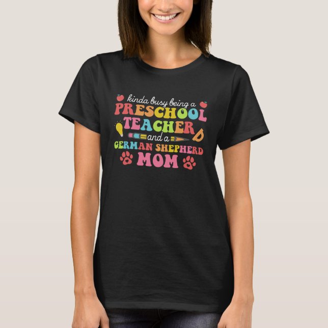Camiseta Professora da pré-escola mãe German shepherd cão m (Frente)