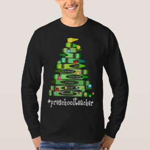 Camiseta Professora da pré-escola natalícia Crayon Engraçad