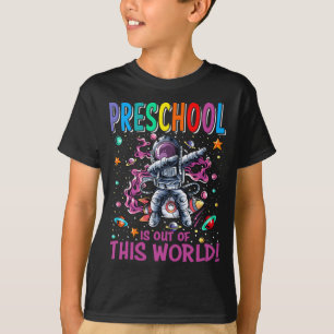 Camiseta Professora da pré-escola Primeiro dia do espaço