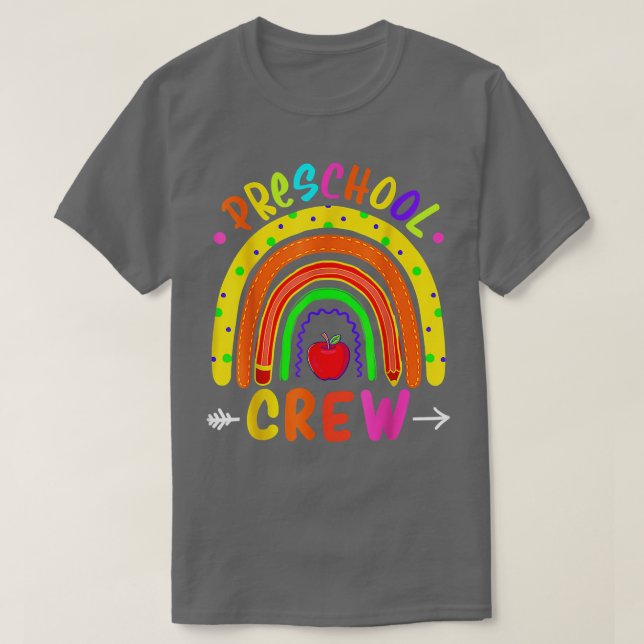 Camiseta Professora Da Tripulação Da Pré-Escolas Engraçado  (Frente do Design)