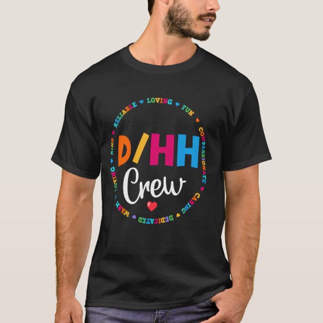 Camiseta Professora Da Tripulação Dhh Surda E Duro De Ouvir (Frente)