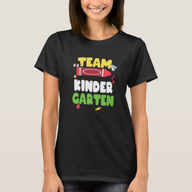 Camiseta Professora Da Tripulação Do Kindergarten 1rua Dia  (Frente)