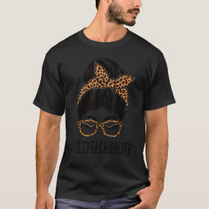 Camiseta Professora De Arte Leopard Mensagem De Volta A Apr
