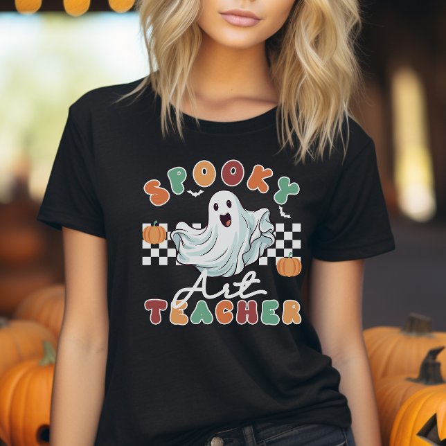 Camiseta Professora de Arte Spooky Halloween Retro T-shirt (Criador carregado)