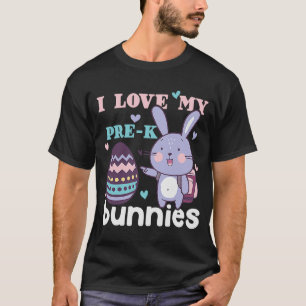 Camiseta Professora De Caça A Ovos Da Páscoa Eu Amo Meu Pré