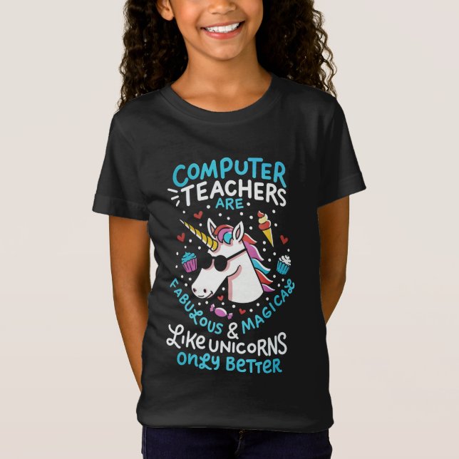 Camiseta Professora de Computação Unicorn EngraçadoApreciaç (Frente)
