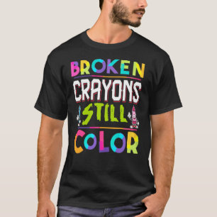 Camiseta Professora de Crayons ainda Colorido Quebrados