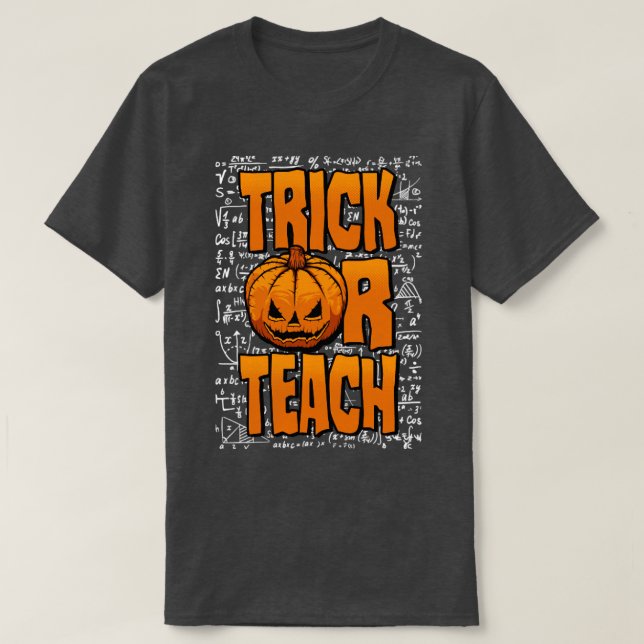 Camiseta Professora De Ensino De Matemática Halloween Pumpk (Frente do Design)