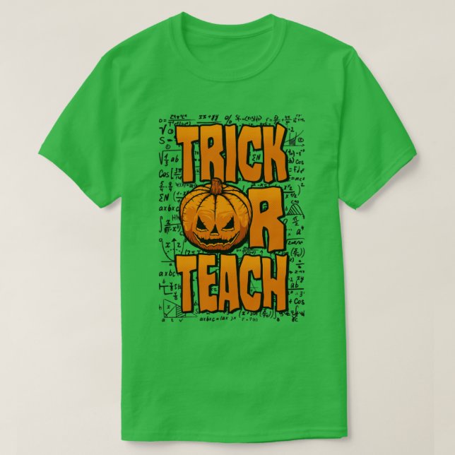 Camiseta Professora De Ensino De Matemática Halloween Pumpk (Frente do Design)