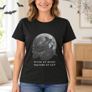 Camiseta Professora de Halloween Bruxa Luz da Lua Cheia Let