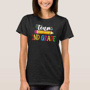 Camiseta Professora De Lápis De Nível De segundo Da Equipe