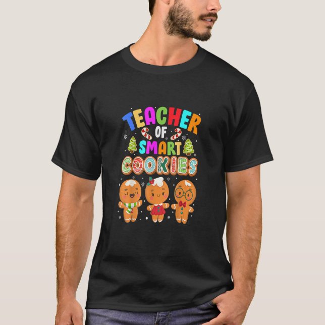 Camiseta Professora De Natal Cookies Cute Gingercake Homens (Frente)