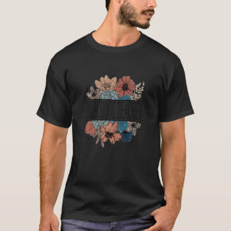 Camiseta Professora de Pré-Escola Feminina Flor Retro Pr