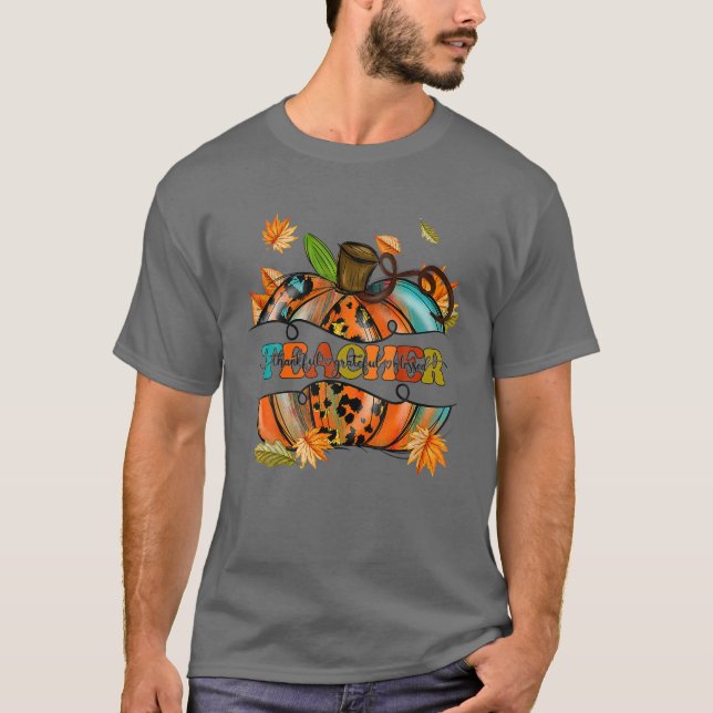 Camiseta Professora de roupas de outono agradeço a Deus (Frente)