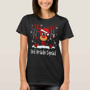 Camiseta Professora de Santa Hat, Reindeer, Xadrez do Quadr