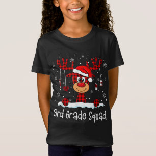 Camiseta Professora de Santa Hat, Reindeer, Xadrez do Quadr