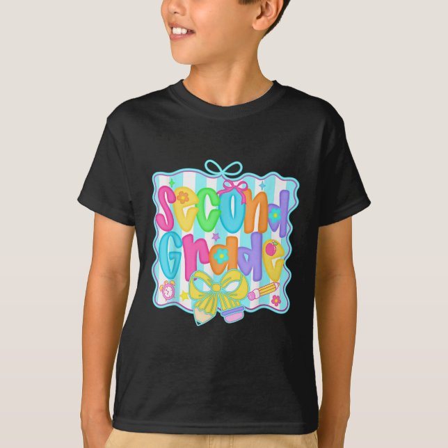 Camiseta Professora de segundo ano préppy Time Arco De Volt (Frente)