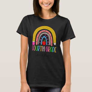 Camiseta Professora do 4º ano Amo Ensinador Inspira Arco-Ír