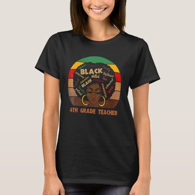 Camiseta Professora do 4º grau Mulheres Afro-Americanas Bla (Frente)